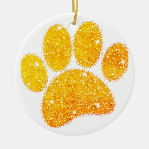 VIntage Glitter Dog Pawprint Ceramic Ornament