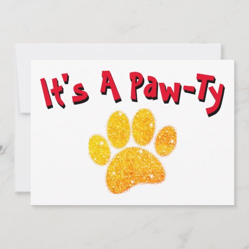 VIntage Glitter Dog Pawprint Invitation