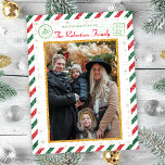 Vintage Glitter Family Photos Airmail Christmas Postcard<br><div class="desc">A gorgeous vintage style glitter border postcard design with a large single family photo, featuring red and green "glitter" air-mail. Add your special family photos to the front and back of this postcard. A large space for a custom message on the back side along with space to write your recipient...</div>