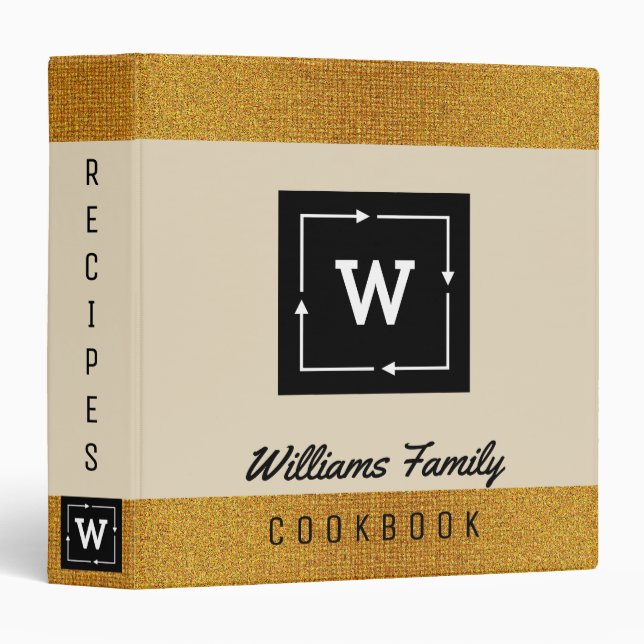 Vintage Glitter Family Recipes Book Binder (Front/Spine)