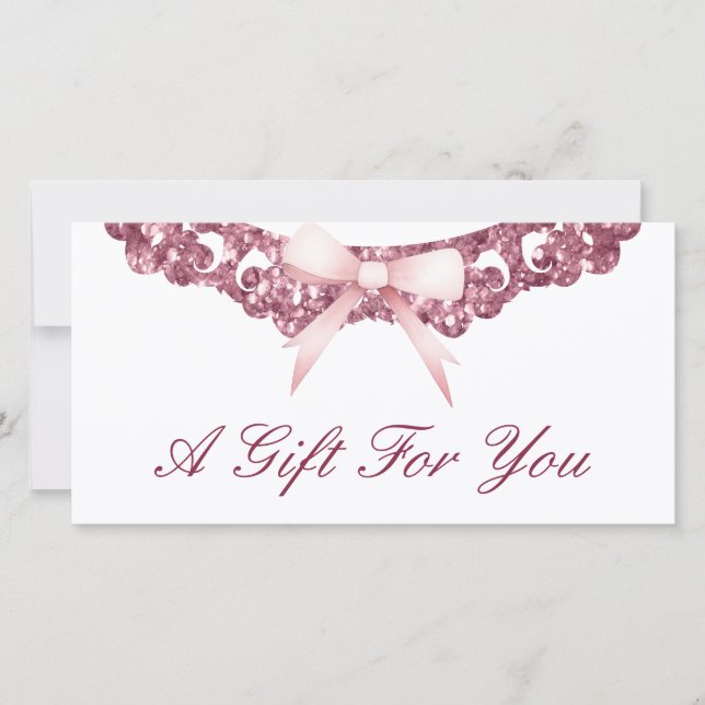 Vintage glitter frame pink bow gift certificate (Front)