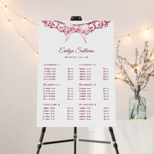 Vintage Glitter Frame Pink Bow Price List Foam Board
