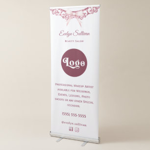 Vintage glitter frame pink bow retractable banner
