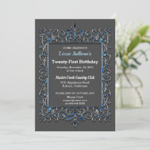 Vintage Glitzy Border Birthday Invitation