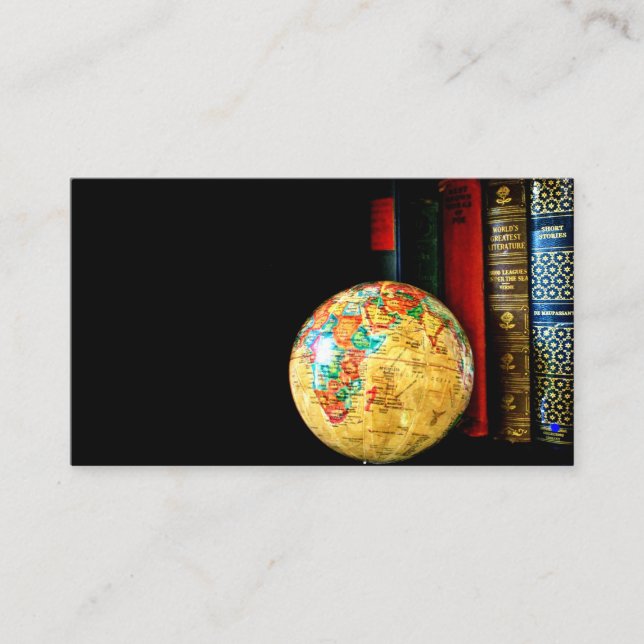 Vintage Globe and Books Business Card (Front)