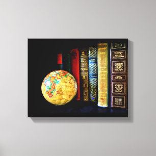 Vintage Globe and Books Canvas Print