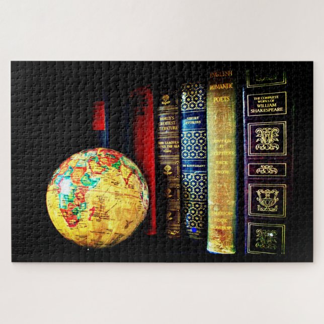 Vintage Globe and Books Jigsaw Puzzle (Horizontal)