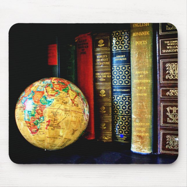 Vintage Globe and Books Mouse Pad (Front)