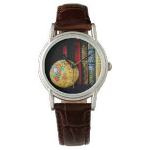 Vintage Globe and Books Watch