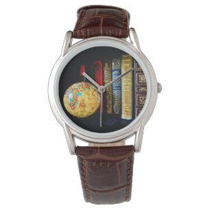 Vintage Globe and Books Watch