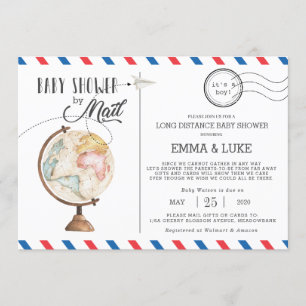 Vintage Globe Baby Shower by Mail Long Distance Invitation