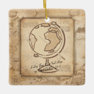 Vintage Globe. Geography & History Teacher Gift Ceramic Ornament