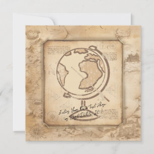 Vintage Globe. Geography & History Teacher Gift Invitation