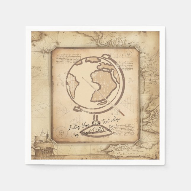 Vintage Globe. Geography & History Teacher Gift Napkins (Front)