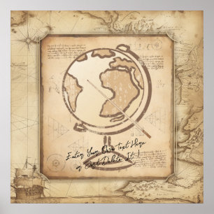 Vintage Globe. Geography & History Teacher Gift Poster