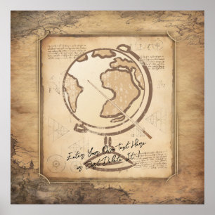 Vintage Globe. Geography & History Teacher Gift Poster