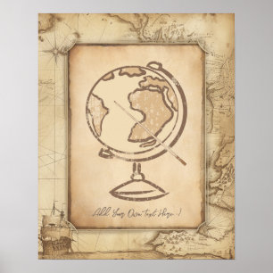 Vintage Globe. Geography & History Teacher Gift Poster