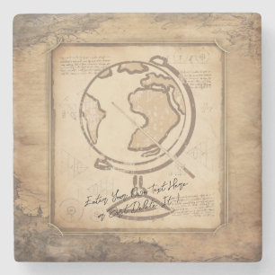 Vintage Globe. Geography & History Teacher Gift Stone Coaster
