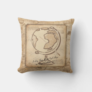 Vintage Globe. Geography & History Teacher Gift Throw Pillow