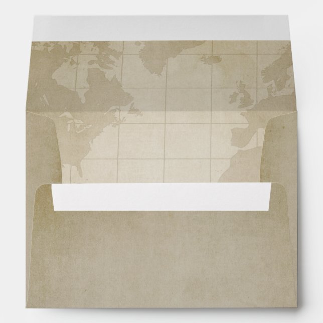 Vintage Globe Nautical Compass Wedding Envelopes (Back (Bottom))