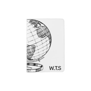 vintage globe passport holder