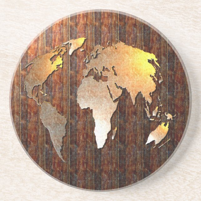 Vintage Globe Sandstone Coaster (Front)