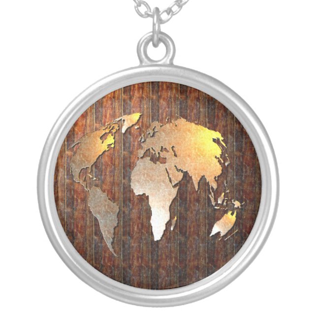 Vintage Globe Silver Plated Necklace (Front)