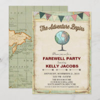 Vintage Globe Travel Farewell Party Invitation