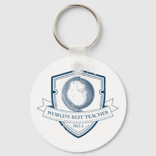 Vintage Globe Worlds Best Teacher Keychain