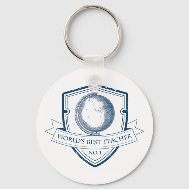 Vintage Globe Worlds Best Teacher Keychain (Front)