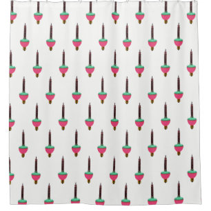 Vintage Glowing Bubble Light Pattern on White Shower Curtain