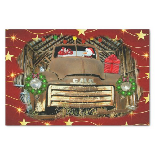 Vintage GMC Truck Frosty the Snowman Christmas Run Tissue Paper