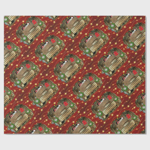 Vintage GMC Truck Frosty the Snowman Christmas Run Wrapping Paper