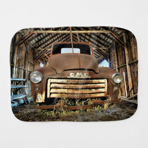 Vintage GMC Truck In Rustic Barn 1949_55 Baby Burp Cloth