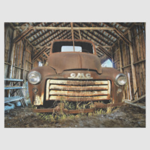 Vintage GMC Truck In Rustic Barn 1949-55 Tissue Paper