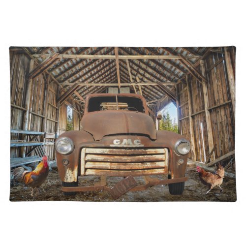 Vintage GMC Truck Rustic Barn Cloth Placemat