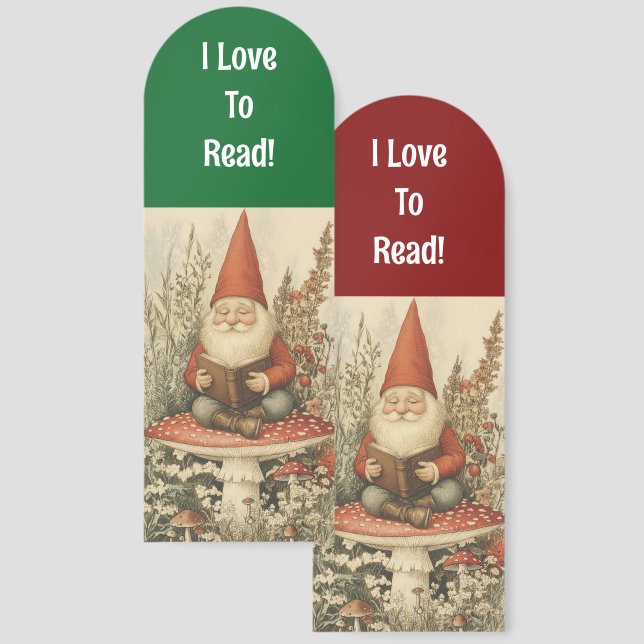 Vintage Gnome Reading Bookmark (Front & Back)