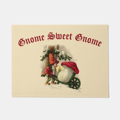 Vintage Gnome With Mushroom Doormat