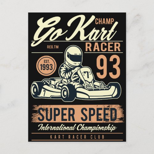 Vintage Go Kart Racing Birthday Invitation Card