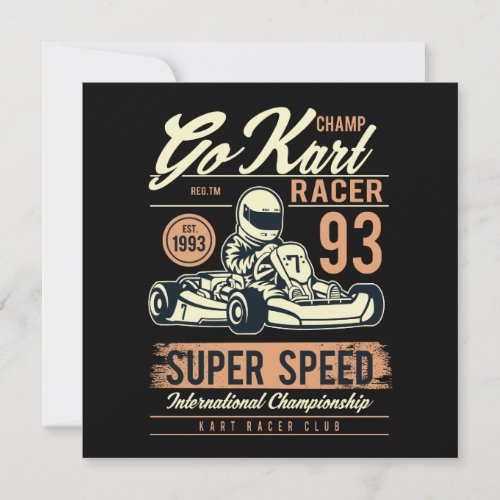 Vintage Go Kart Racing Birthday Invitation Card