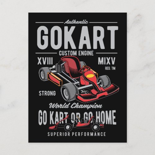 Vintage Go_Kart Racing Logo Postcard