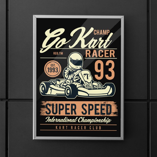 Vintage Go Kart Racing  Poster (go kart racing vintage poster)