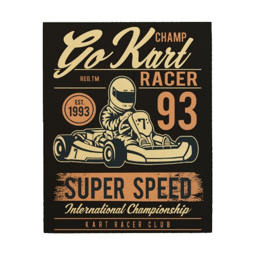 Vintage Go Kart Racing  Wood Wall Art