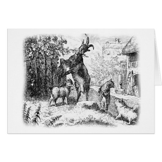 Vintage Goat and Kids Card (Front Horizontal)