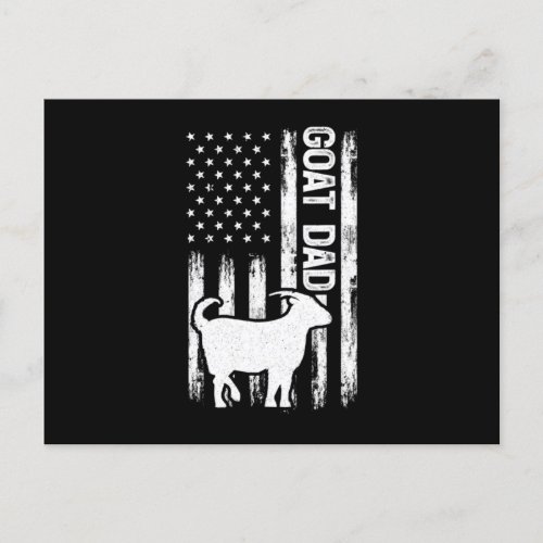 Vintage Goat Dad American Flag 4th Of July Announcement Postcard