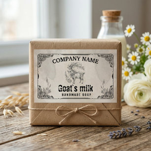 Vintage Goat’s Milk Soap Label- Watercolor Rustic Rectangular Sticker