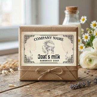 Vintage Goat’s Milk Soap Label- Watercolor Rustic  Rectangular Sticker