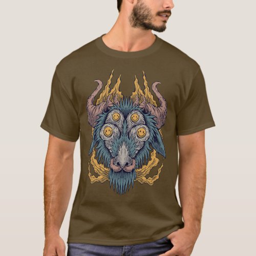 vintage goat skull design T_Shirt