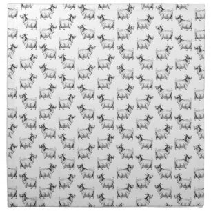 Vintage Goat with Leaf Antique Art CUSTOM BG COLOR Cloth Napkin