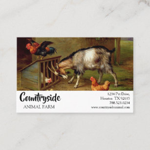 Vintage Goats Rooster And Chickens Farm Animals Business Card
